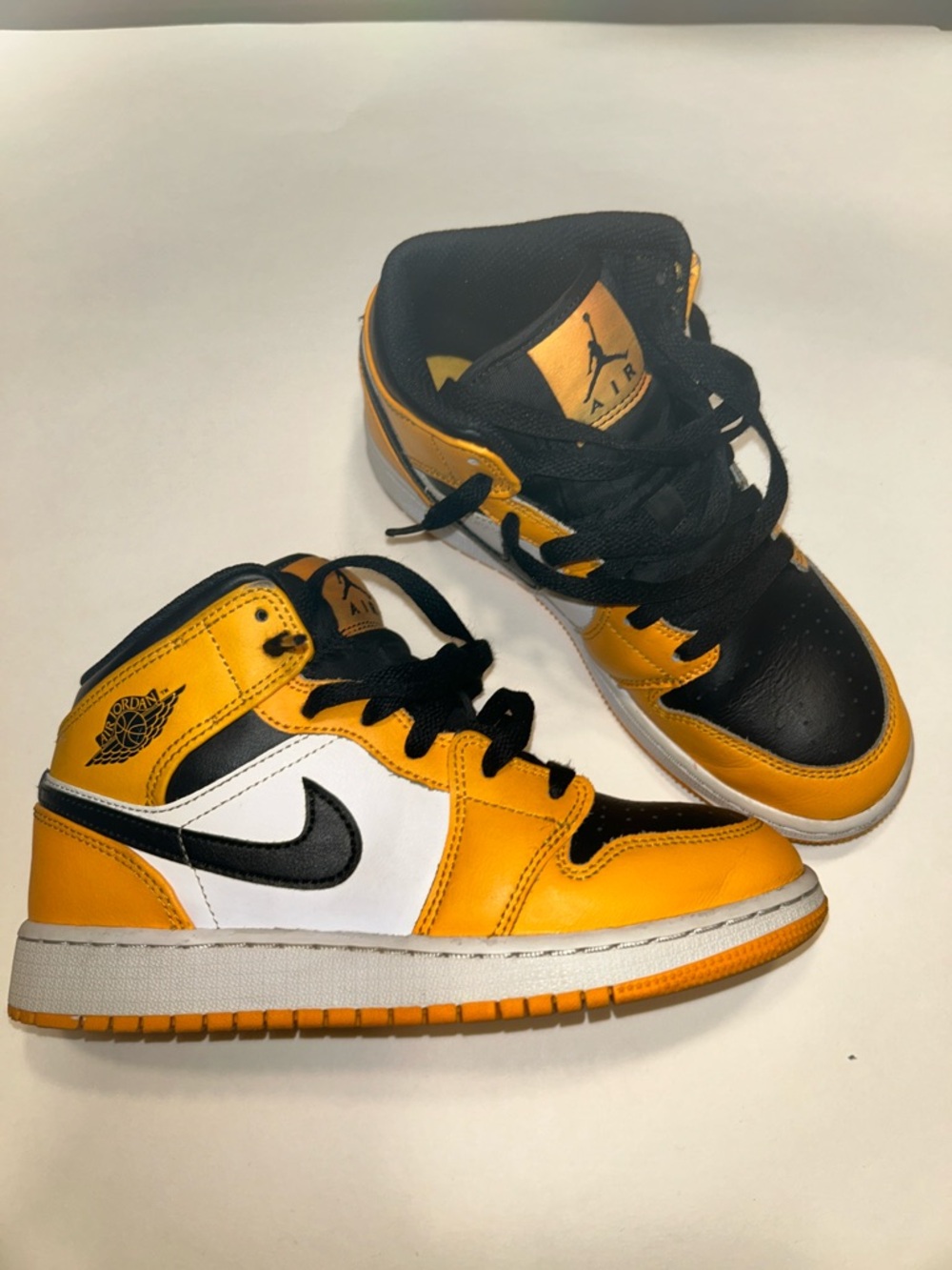 Jordan Mid-Top Sneakers in Black, White & Yellow